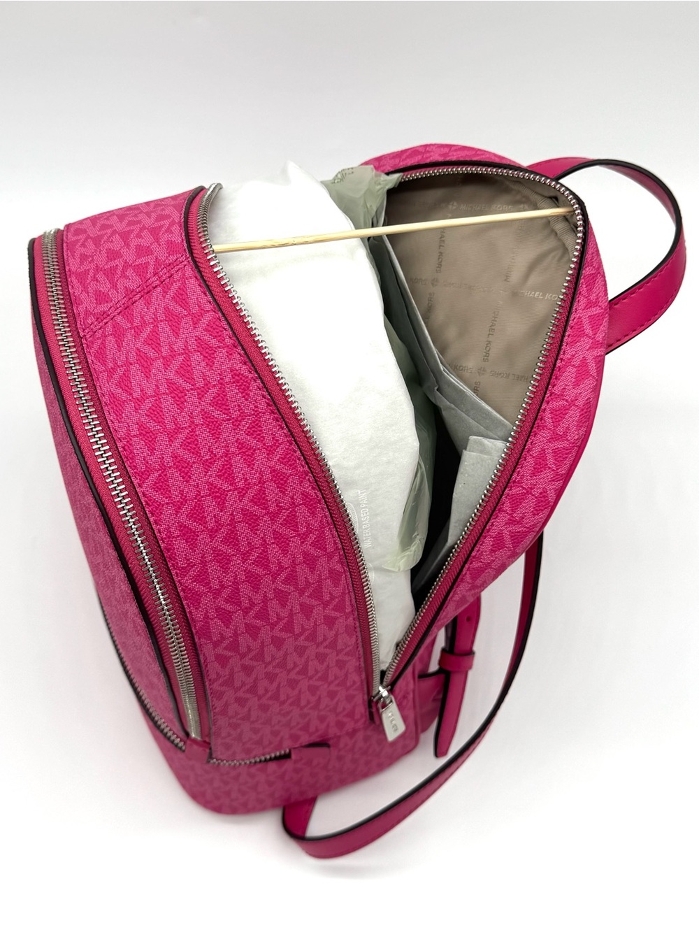 Michael Kors Medium Rhea Zip Backpack - Dragonfruit - Picture 7 of 9